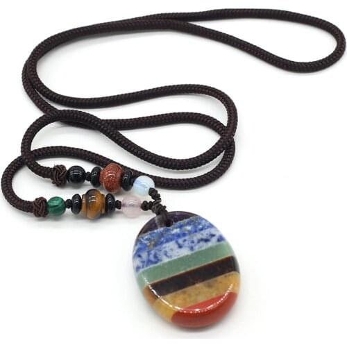 Natural Stone Oval Necklace Chain Length 70 cm Durable Glamorous Jewelry for Men Women for Making Pendant Bracelets Gift 30x40mm