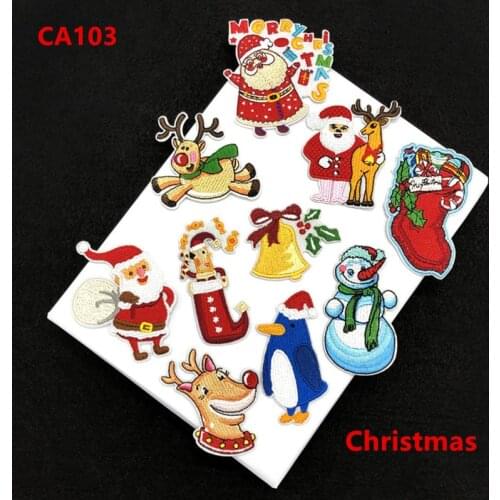 New cartoon Christmas series embroidery cloth sticker decoration adhesive patch gift box hand account DIY embroidery patch CA103