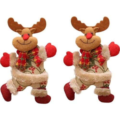 2pcs Happy New Year Christmas Ornaments DIY Xmas Gift Santa Claus Snowman Tree Pendant Doll Hang Decorations for Home Noel Natal