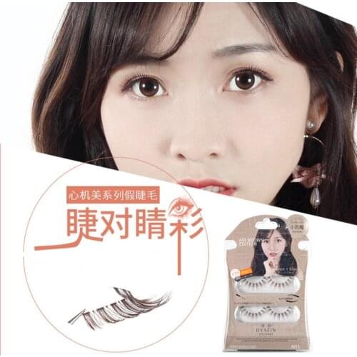 New Japanese Brown Two Pairs B01 Sharp Tip False Eyelashes Pure Handmade Transparent Stalks Natural Curl Eyelashes