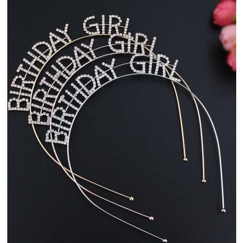 1Pc Metal Rhinestone Inlaid Headband for Girls Hair Hoop Birthday Crown Hat Party Decorations roczek anniversaire princesse