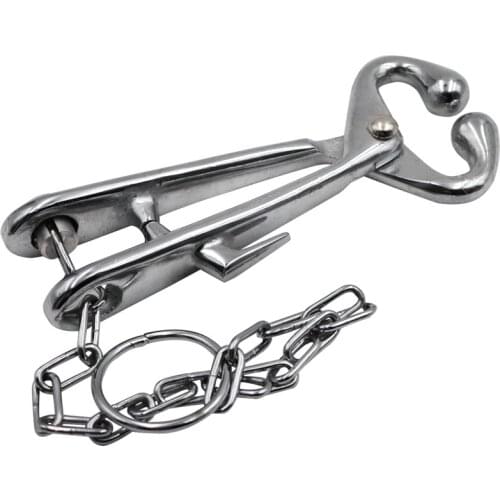 Stainless Steel Cow Nose Ring Pliers Bull Cattle Bovine Clip with Chain Pulling Tools Livestock tools farm nose rings