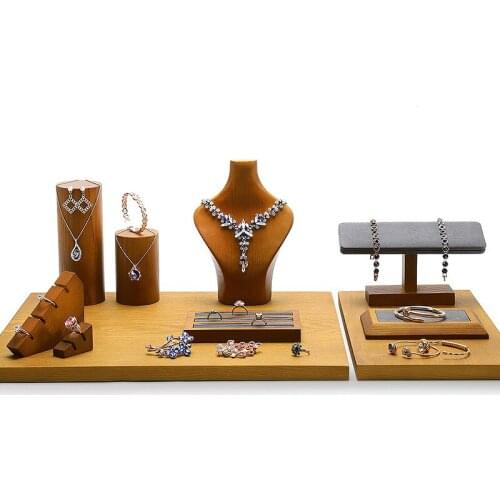 Jewelry display props solid wood jewelry stand ring necklace bracelet display stand decoration tray window display props
