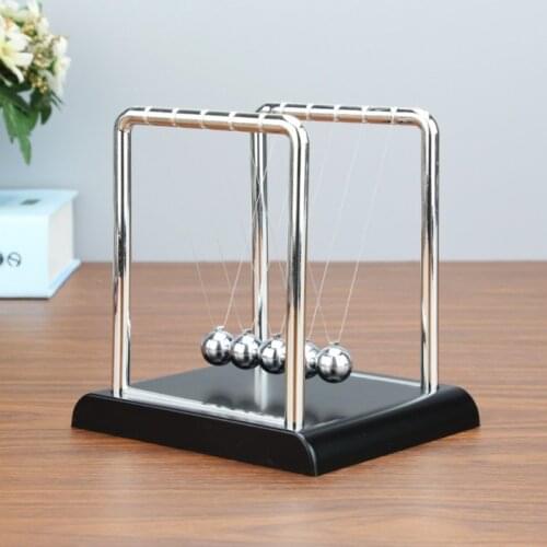 Portable Newtons Cradle Balance Metal Ball Science Physic Toy Fingertip Fidget Swinging Ball Toy for Desktop Anti-stress