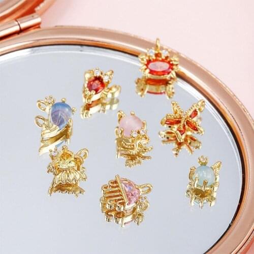 Exquisite Gold Plated Jellyfish Mini Sea Animals Rhinestone Pendant Fit Bracelets & Necklace DIY Tool Accessories