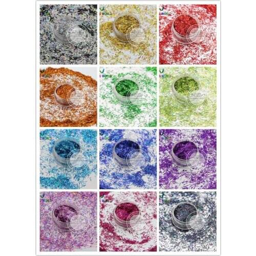 Size 3mm Holographic ColorsTinsel Strip Short Bar shapes sparkles for Nail Art and DIY supplies