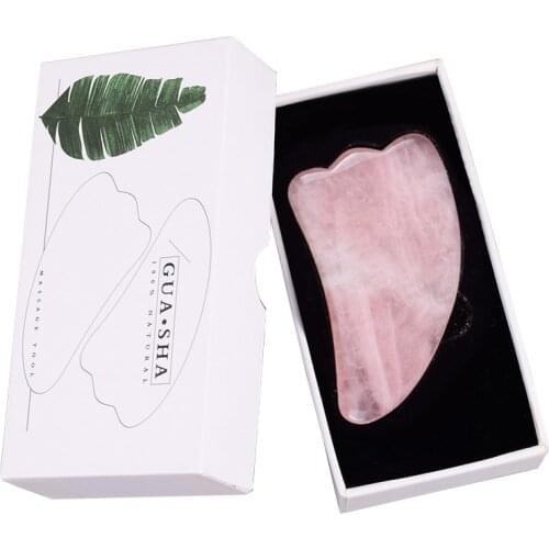 Face Gua Sha Scraper Natural Rose Quartz Healing Stone for Facial Skin Care Wrinkle Remover Tools Pink Crystal Gouache Scraper