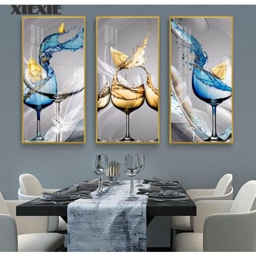 Modern Minimalist Wine Glass Hanging Painting Restaurant Decoration Red Wine Glass Canvas Painting Wine Cabinet Wall Art Poster