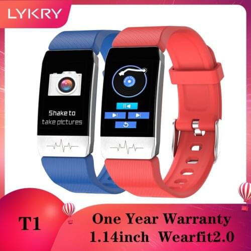 LYKRY T1 Smart Fitness Bracelet Men Women Temperature Measure ECG Heart Rate Blood Pressure Monitor Weather Drinking Remind