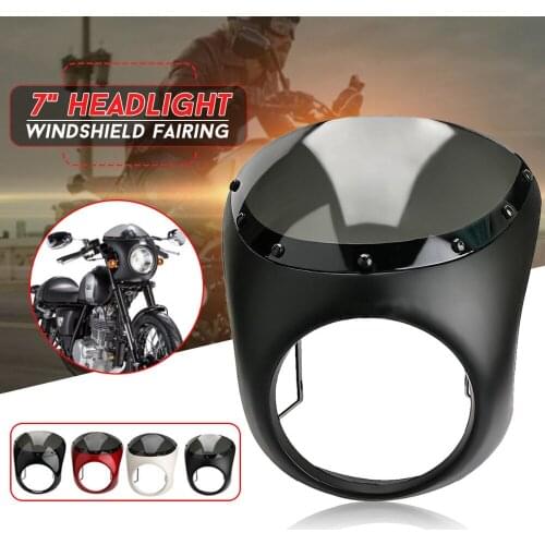 Universal 7" Motorcycle Headlight Retro Cafe Racer Handlebar Fairing Windshield For Harley Honda Yamaha