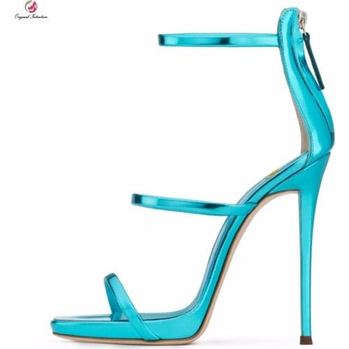 Original Intention Women Classics Sandals Stylish Open Toe Thin High Heels Sandals Black Blue Purple Shoes Woman US Size 4-14