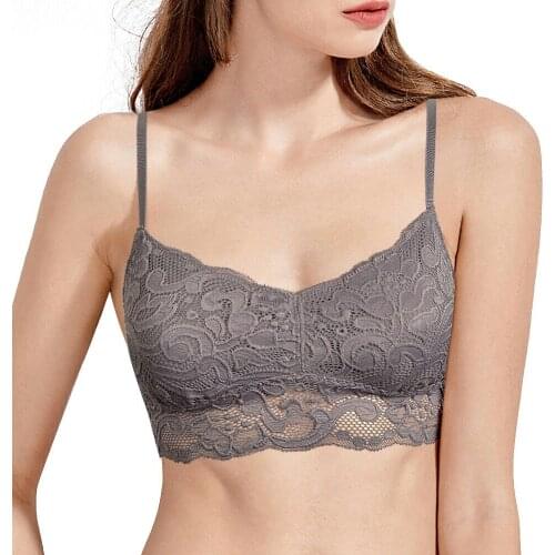 Ladies new mesh bras for women lace bralette embroidery padded wire free sexy lingerie bra floral dropshipping