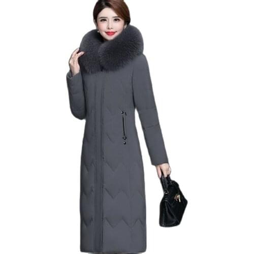 New Womens Down jacket Women Long White Duck Down Outerwear Winter Cold Resistance Warm Fox Fur Collar Parka Plus Size Overcoat