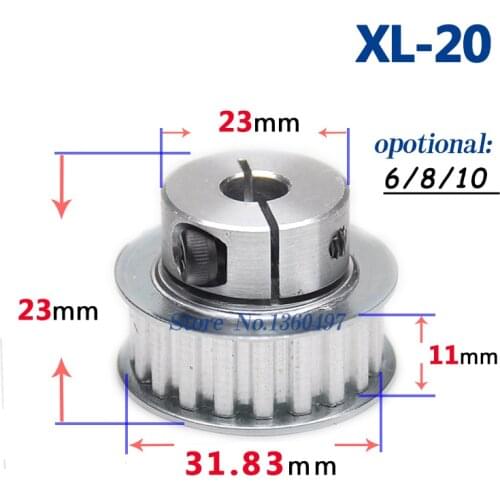 Newest 20tooth Clamping type Timing Pulley Aluminum 3D Printer Parts XL20 teeth Bore Width 20mm Synchronous Wheel Gear