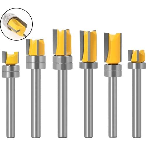 1PC 6MM Shank Milling Cutter Wood Carving Template Trim Hinge Mortising Router Bit Straight End Mill Trimmer Cleaning Flush Tool