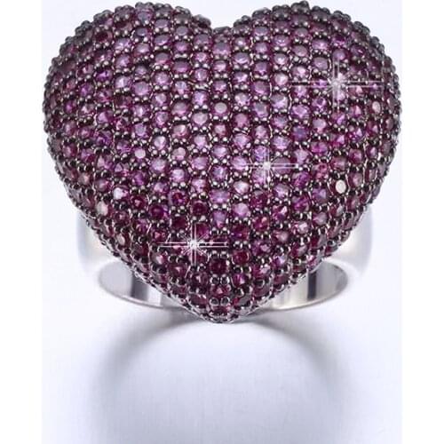2019 new fashion jewelry s925 silver zircon jewelry heart - shaped series of female womens ring