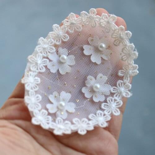 3pcs/lot diy handmade Heart lace patches for clothing 3D floral fairy floral parche appliques parches bordados para ropa