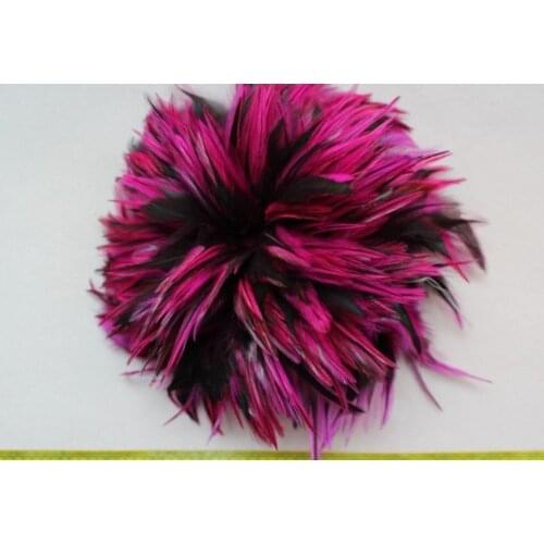 500pcs Selected fuschia black Rooster Saddle Feather Hair Extensions 3-6" 2 tones