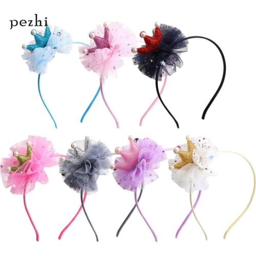 7pcs New European and American jewelry childrens hair accessories headdress cute girl mesh crown headband