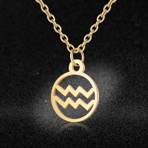 AAAAA Quality 100% Stainless Steel Gold Filled 12 Constellation Zodiac Charm Necklace for Women Super Fashion Charm Jewelry