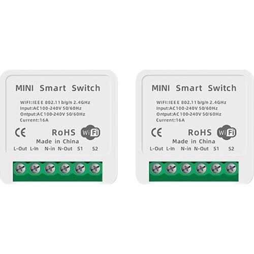 Wireless Relay Module,16A Wifi Switch Supports 2 Way Control App Home Automation Module Works with Alexa