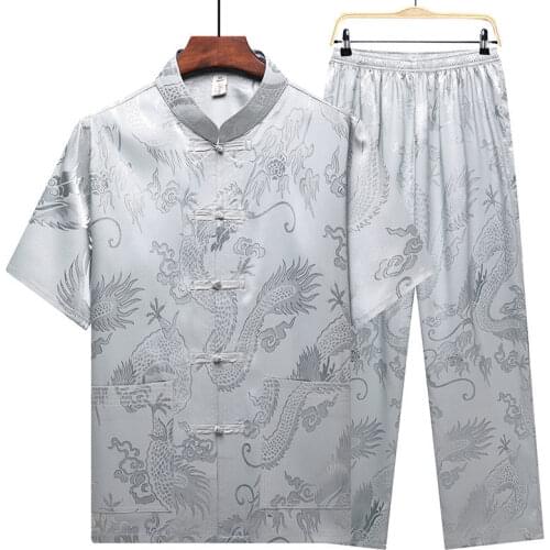 Blouse Cheongsam-Top Embroidery Dragon Tangsuit Traditional Chinese Clothing for Men Shirt Vintage Jacket Cheongsam Hanfu