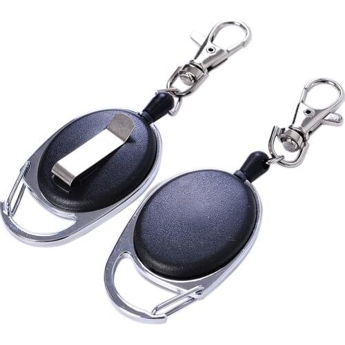 2 Pieces/lot Retractable Reel Recoil Pull Key Ring Chain Nylon Wire Belt Clip Ski Pass ID Card Badge Key Holder with Quick Snap