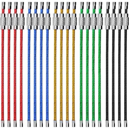 10pcs/lot Colorful EDC Keychain Stainless Steel Outdoor Tools Carabiner Key Chain Keyrings Cable Rope Key Holder Screw Locking