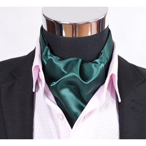 Spring Autumn Male Ties Cravat British Style Polyester Silk Cravat Necktie New Design Men Solid Green Satin Cravat For Winter