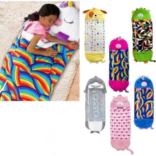 Children Sleeping Bag Thermal Keep Warm Cotton Mummy Camping Washable Baby Sleeping Quilt Cartoon Pillow Warm Animal Blanket