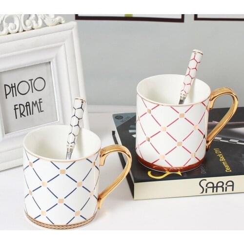 Ceramics Coffee Cups Mug And Spoon Sets With Gift Box Bone China Tea Soy Milk Breakfast Mugs