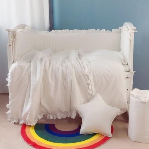 Baby Bedding Set Cotton Lace Newborn Infant Bed Crib Bumper Duvet Cover Cot Mattress Cover Pillowcase Breathable Baby Room Decor