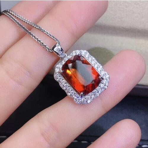 High Quality Fashion Woman Pendant 100% Natural and Real vivid orange necklace pendant 925 silver Fine jewelry Pendant