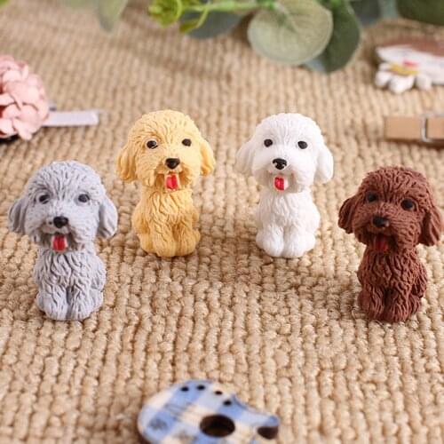 4pcs/lot Lovely Dog Shape Pencil Eraser Non-toxic Soft Rubber Eraser For School Office Stationery Supplies Kid Gifts