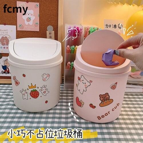 Kawaii White Desktop Mini Plastic Stationery Organizer Small Cotton Swab Washi Tapes Stickers Storage Box with Liddust-proof Box