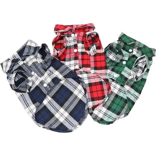 Fashion Plaid Dog Clothes Summer Pet Dog Shirts For Small Medium Dogs Clothing For Yorkies Chihuahua Pugs Cat Clothes T Shirt 25
