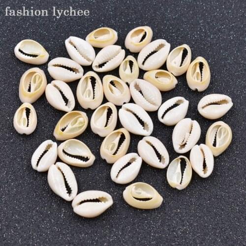 Fashion lychee 50pcs New Arrival Natural Cowrie Drilled Shells Beads Set For Women Diy Jewelry Making Accessories
