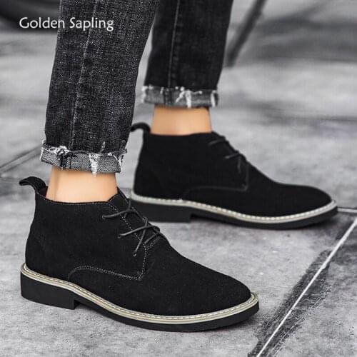 Golden Sapling Chelsea Boot Men Cow Suede Vintage Casual Shoes Height Increasing Mens Boots Fashion Handmade Leisure Footwear