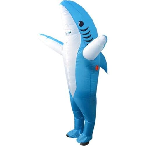 Adult Shark Fancy Dress Costume Funny Inflatable Blow Up Carry Ride On Outfit Fat Suit Halloween Cartoon Cosplay Accessories