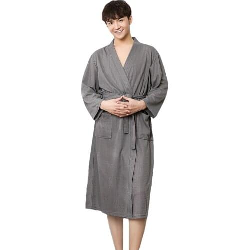 New Men Robe Spa Home Dress Chinese Cotton Nightwear Solid Sleepwear Male Nightgown Kimono Bathrobe Gown Plus Size M XL XXXL