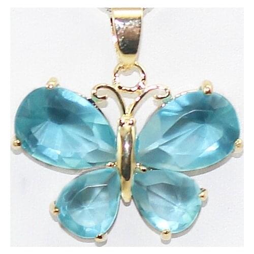 Wholesale new design blue crystal butterfly pendant necklace