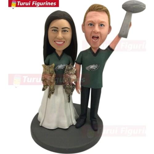 Personalized Wedding Cake Topper Philadelphia Eagles Bobble Head Wedding Topper