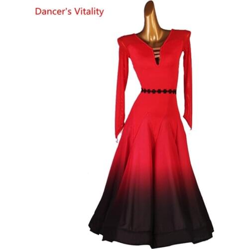Modern Dance Dress Mesh Long Sleeve Big Swing Skirt Performance Clothing Profession Custom Child Woman Competition Clothes