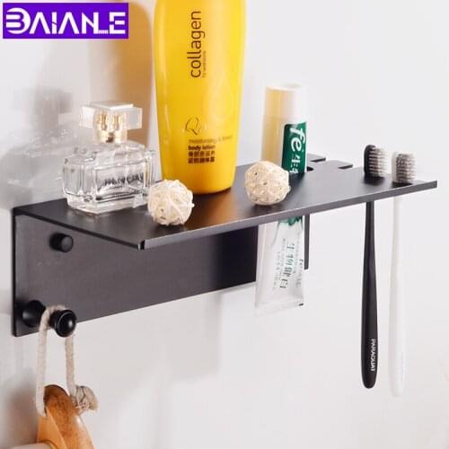 Bathroom Shelf Black Aluminum Corner Storage Holder Shelves Bathroom Accessories Creative Toilet Shampoo Cosmetic Rack Organizer