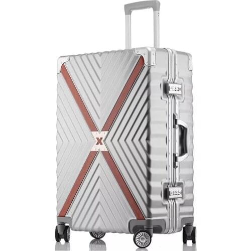 Popular fashion rolling luggage brand carry on box men travel suitcase women fashion trolley luggage aluminum frame suitcase