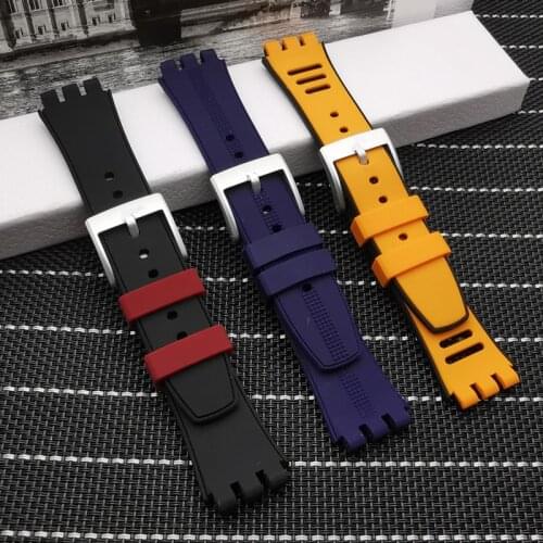 Top Quality 20mm*25mmm Silicone Rubber Watchband For Swatch strap watch band Red wheel YYS4004 YYS series tools free