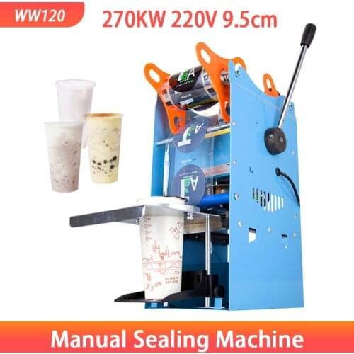 Manual Plastic or Paper Bubble Tea Cup Sealer 220V Hand Held Cup Sealing Machine Commercial Use Can Seal 17cm Tall Cup