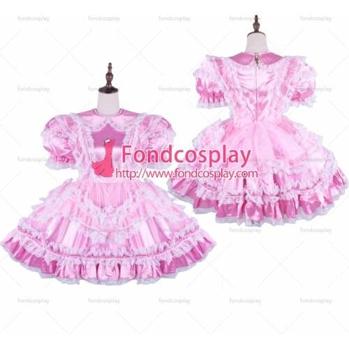 Lockable Sissy maid Satin dress Uniform cosplay costume Tailor-made[G1580]