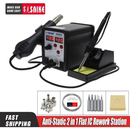 SAIKE 898D 2 in1 700W Lead Free SMD Desoldering Soldering Station Digital Rework Station And Hot Air Gun Station Soldering
