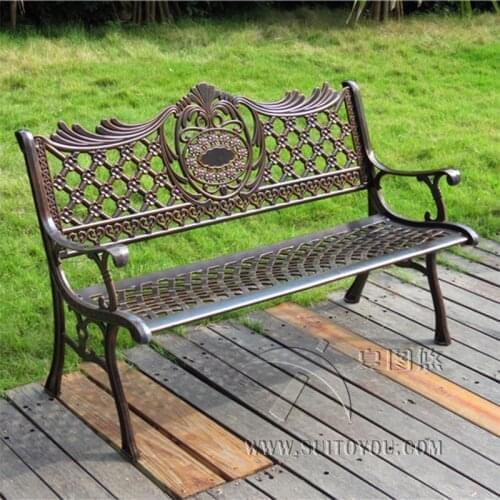 51" Patio Garden Bench Park Yard Outdoor Furniture Cast aluminum Frame Porch Chair